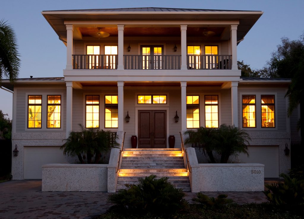 New construction luxury custom home in Snell Isle, St. Petersburg, designed by a high-end home builder overlooking Tampa Bay.